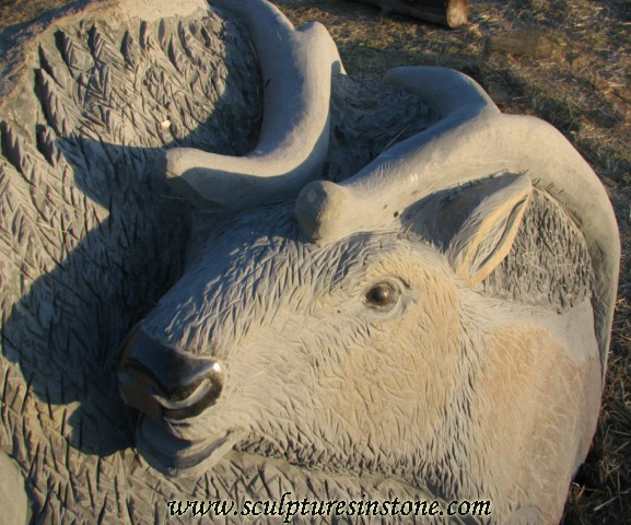 Stone Elk Sculpture